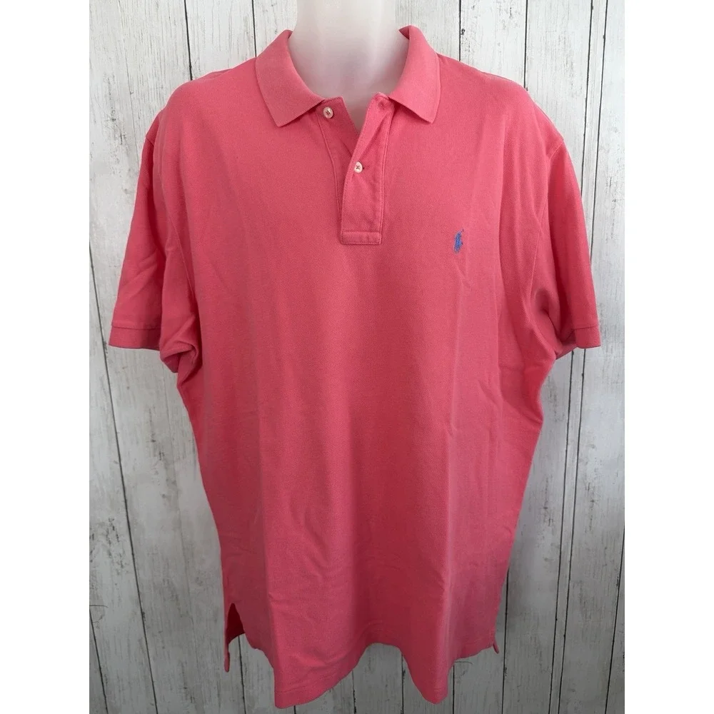 Men's Polo Ralph Lauren Shirt Melon Pink Short Sleeve Casual Size XL